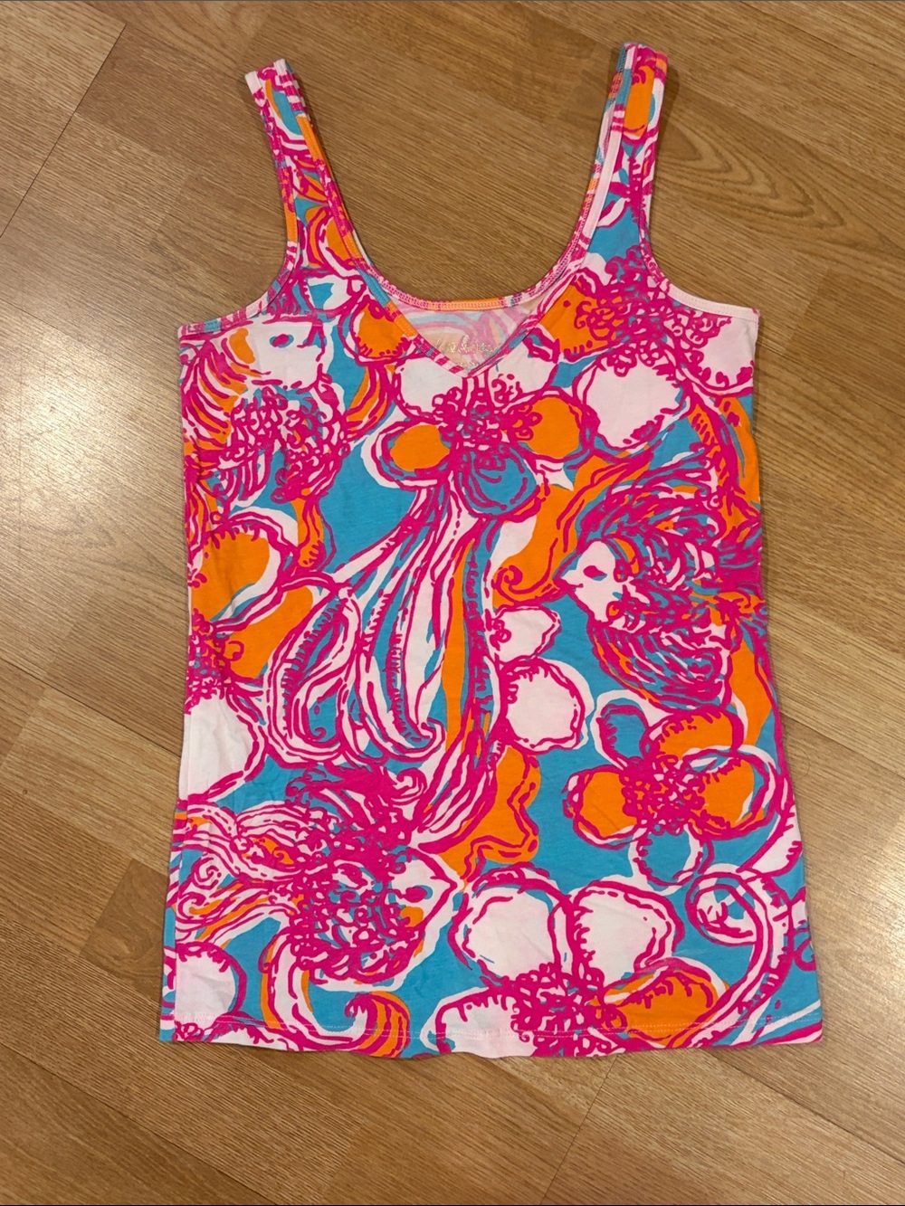 Lilly Pulitzer Pink Turquoise Orange Floral Tank